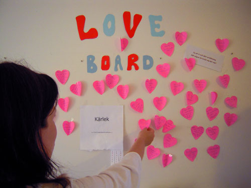 Vårt LoveBoard med alla hjärtan